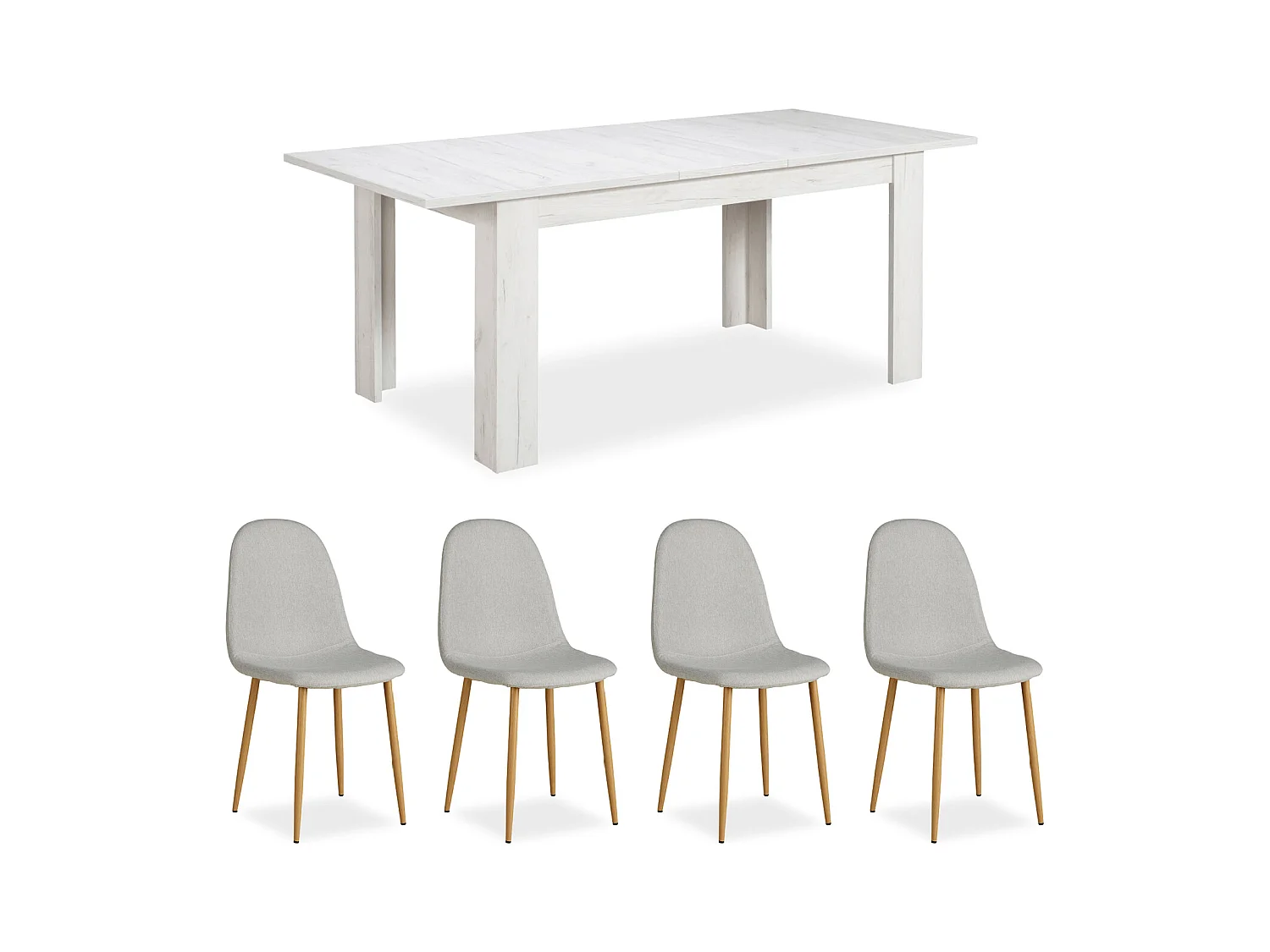 Esstisch-Set 160x90 cm Grau Weiß