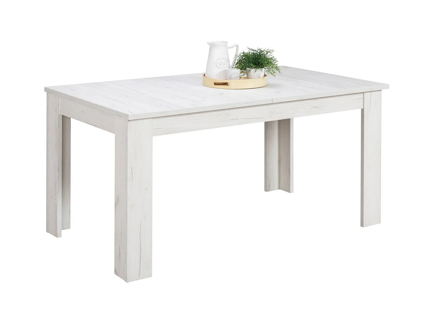 Esstisch-Set 160x90 cm Grau Weiß