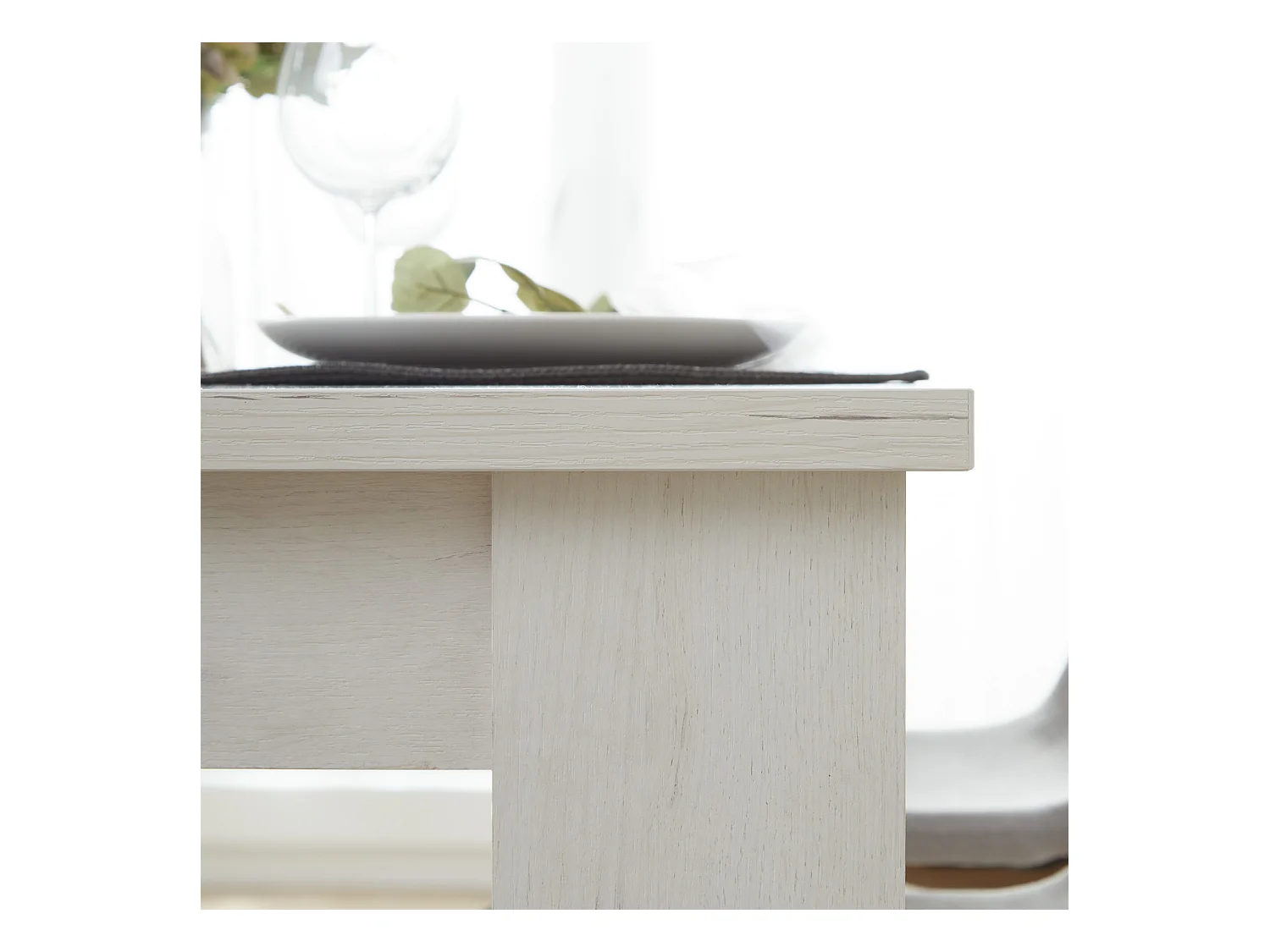 Esstisch-Set 160x90 cm Grau Weiß