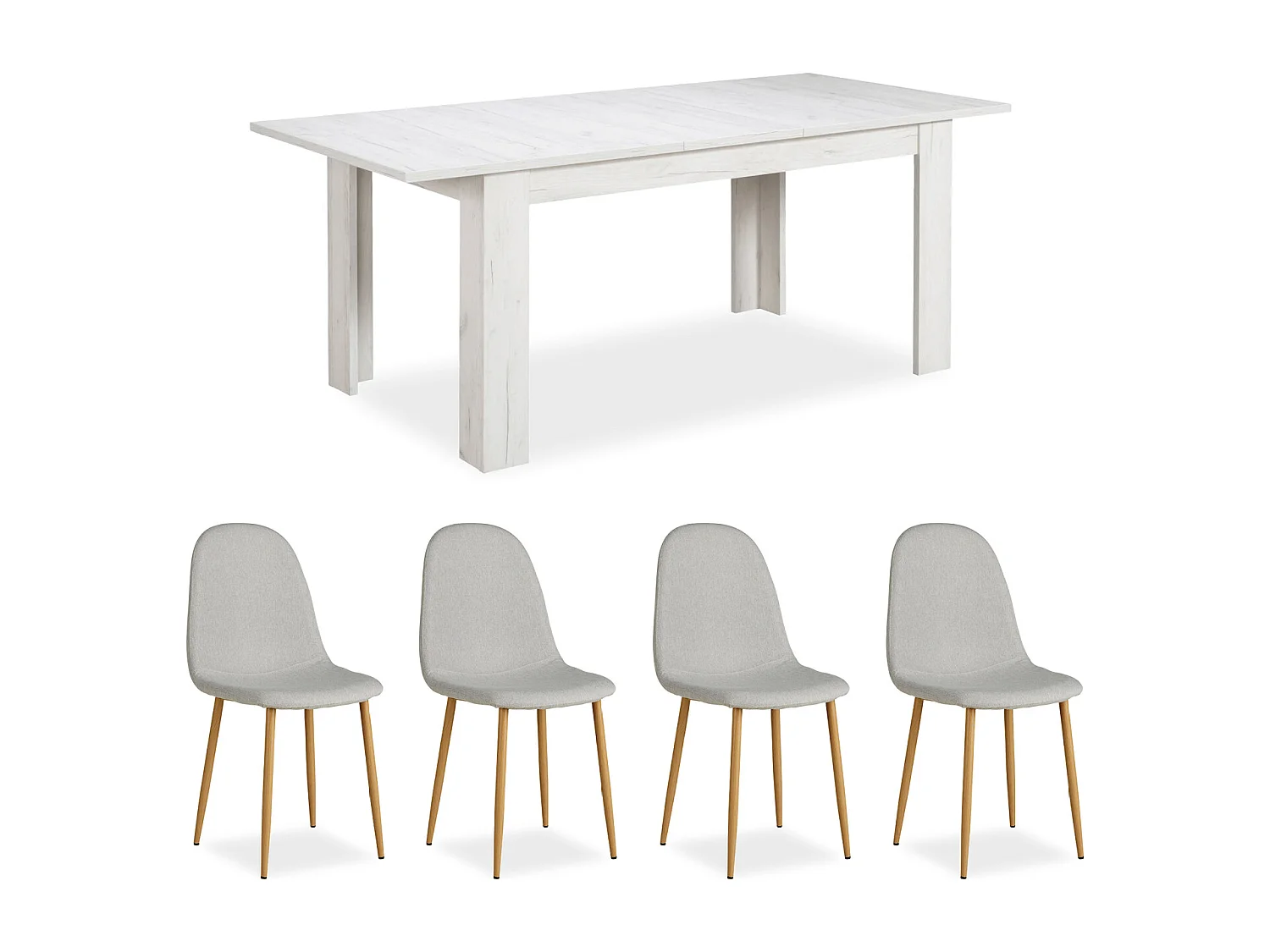 Ensemble de table à manger 160x90 cm Gris Blanc