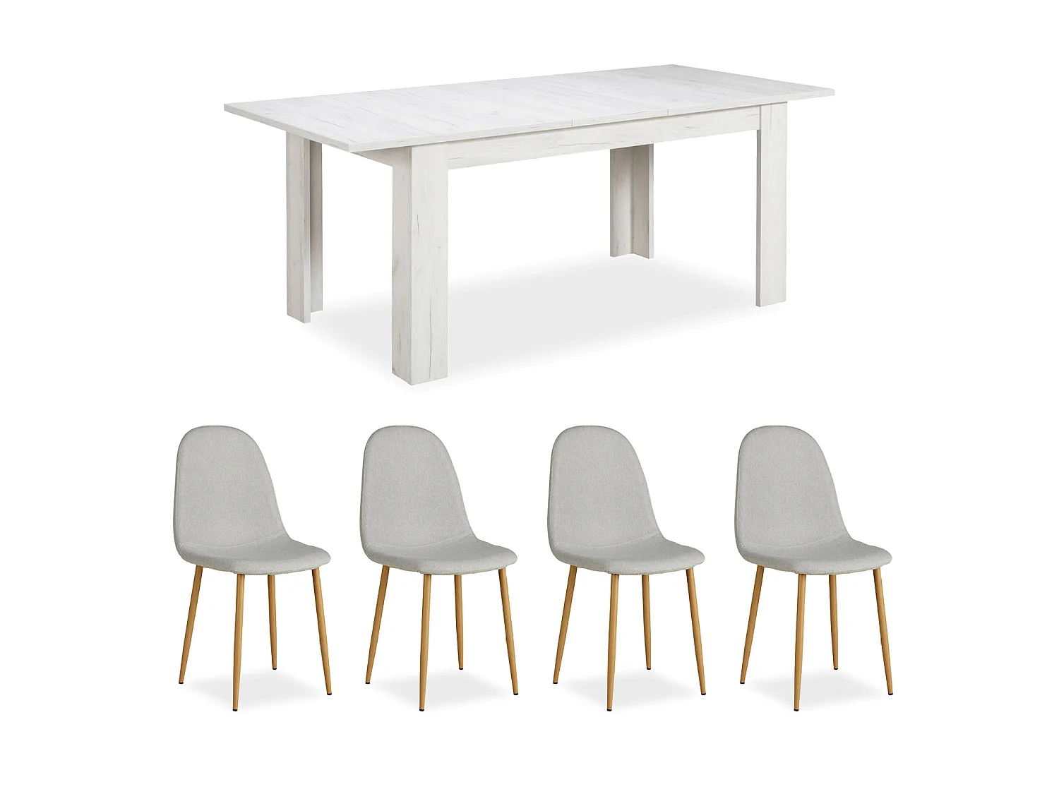 Dining table set 160x90 cm Grey White