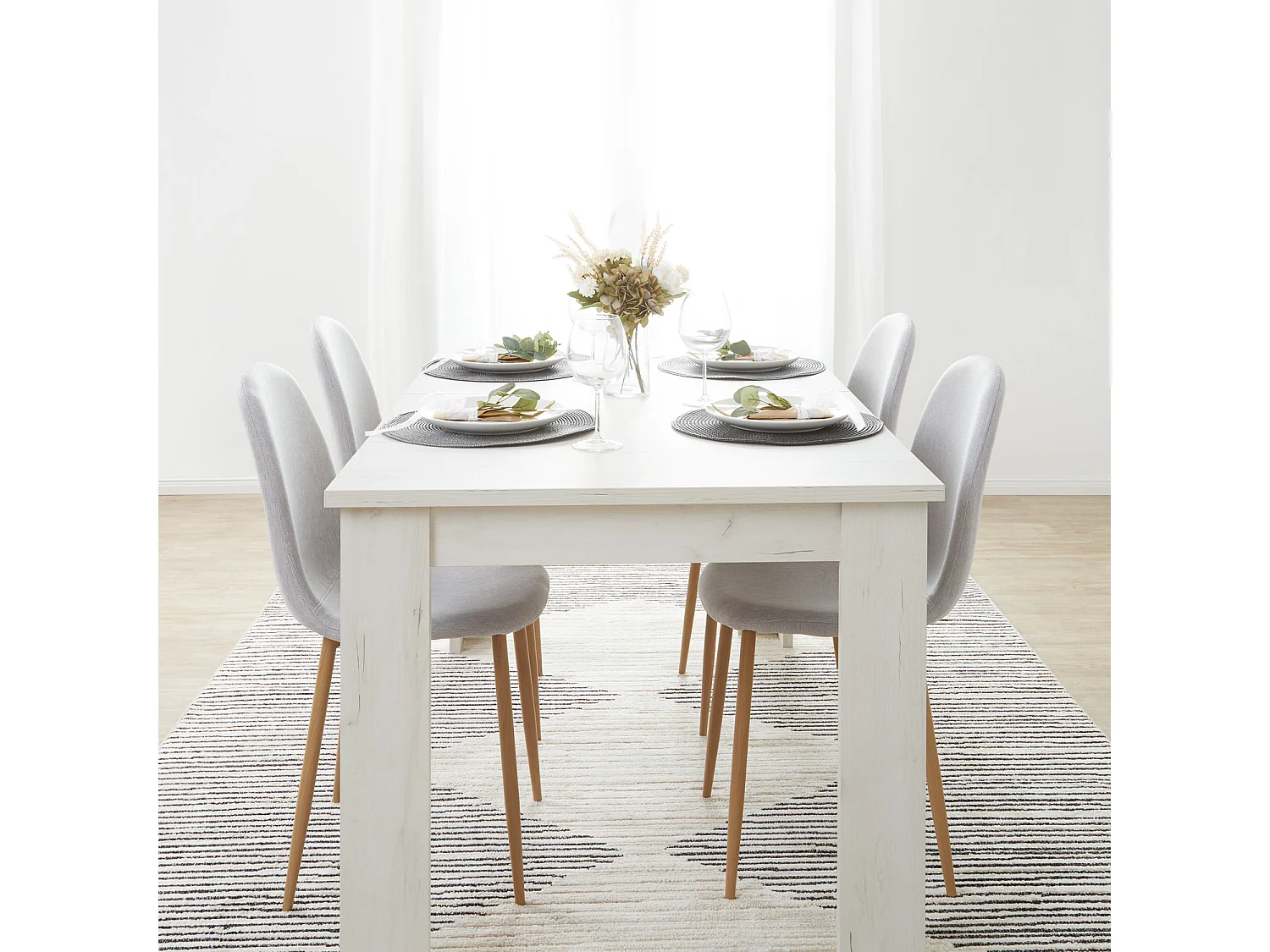 Dining table set 160x90 cm Grey White