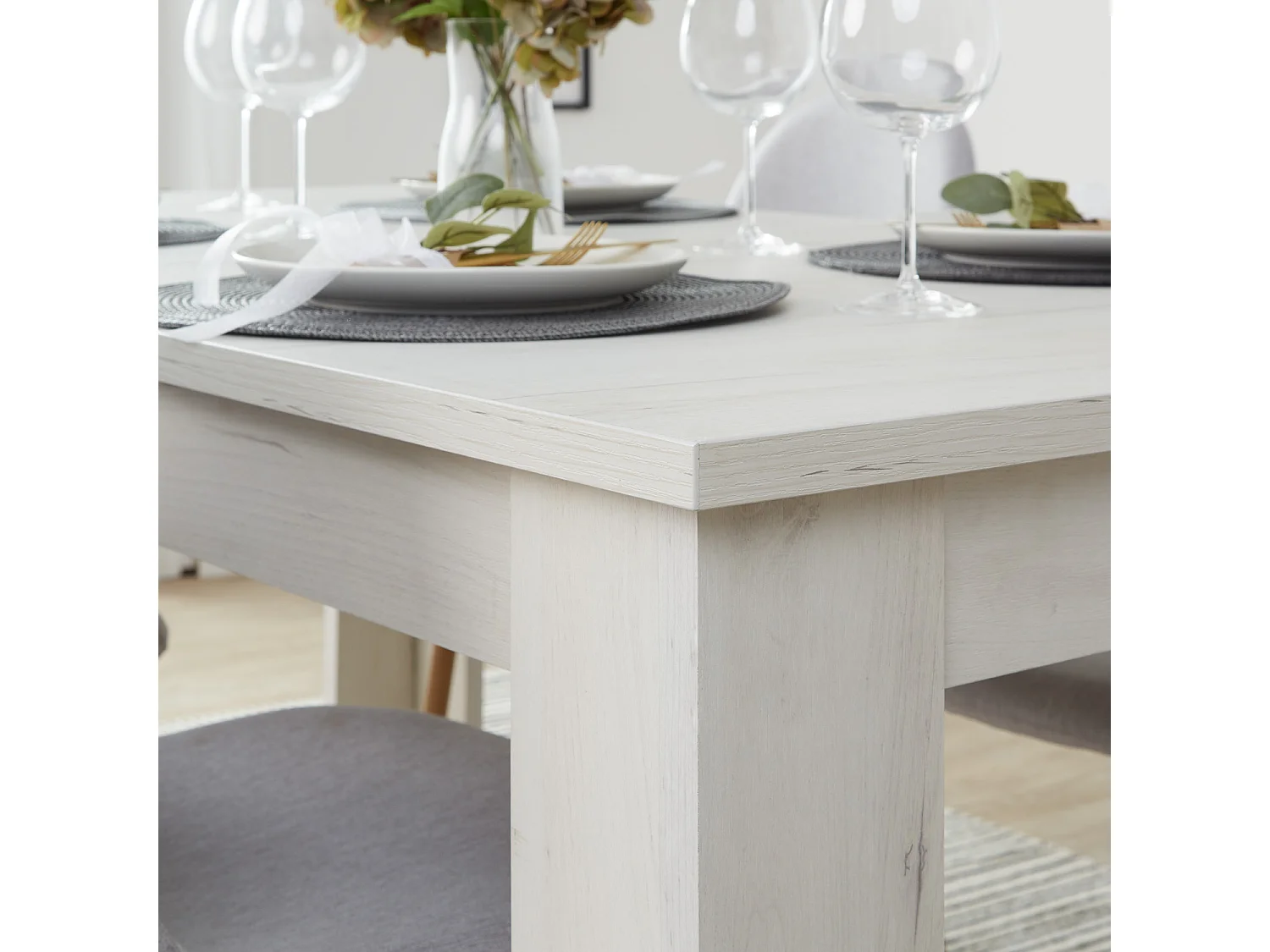 Dining table set 160x90 cm Grey White
