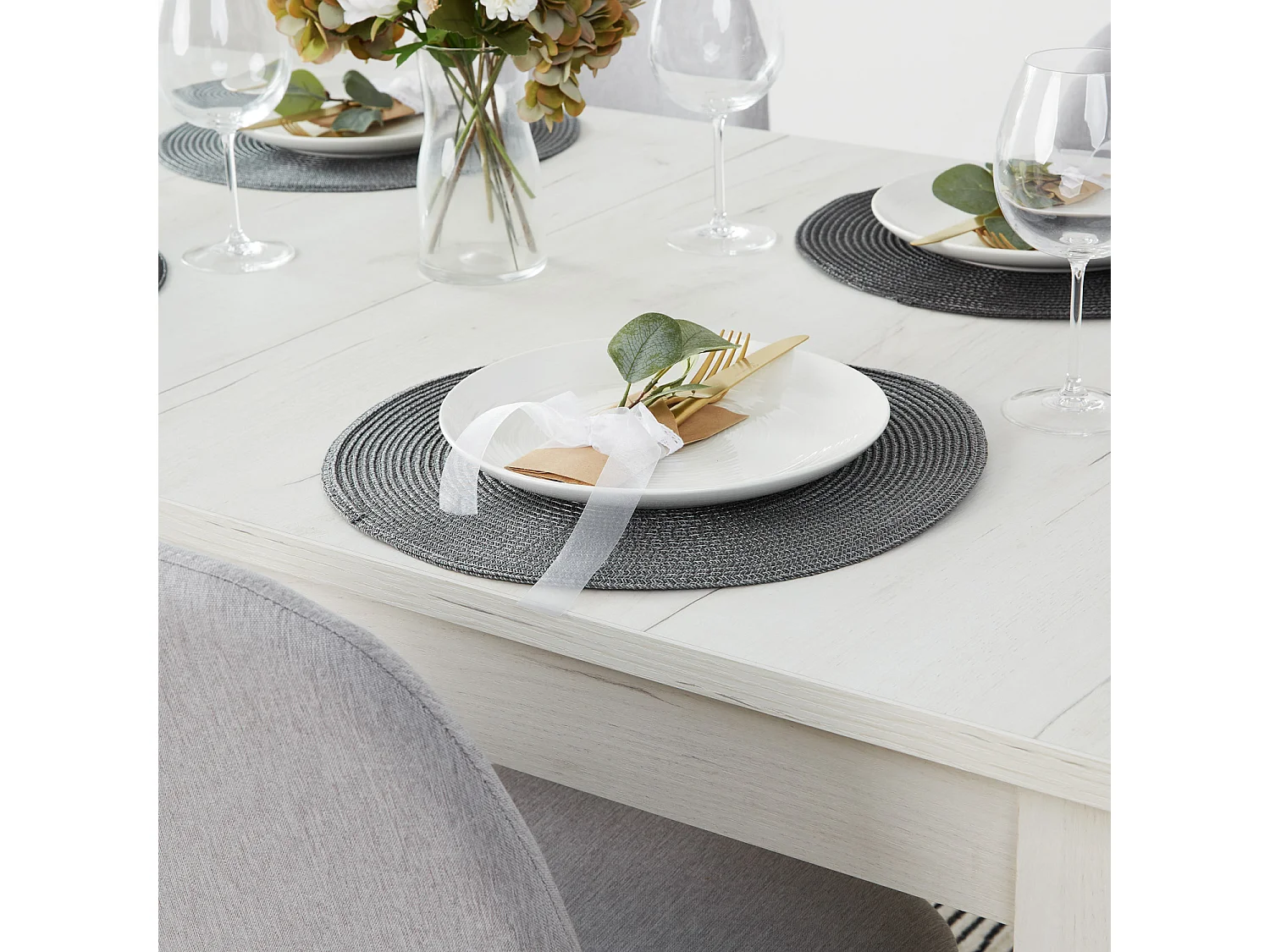 Dining table set 160x90 cm Grey White