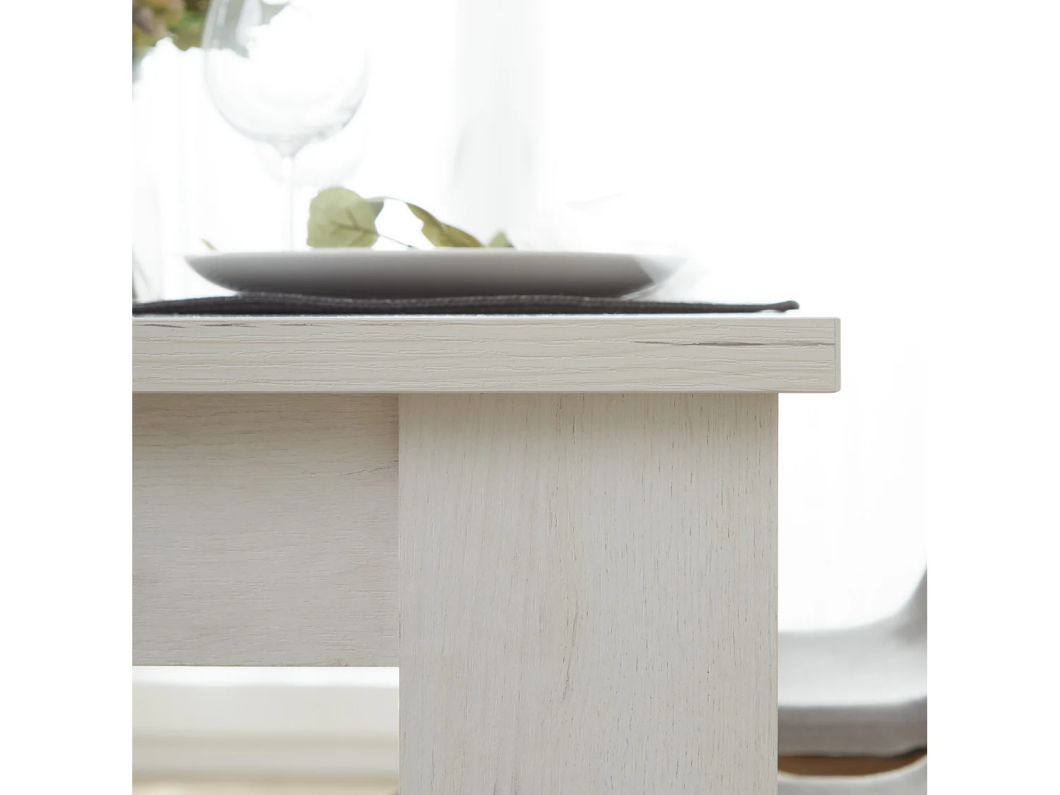 Dining table set 160x90 cm Grey White