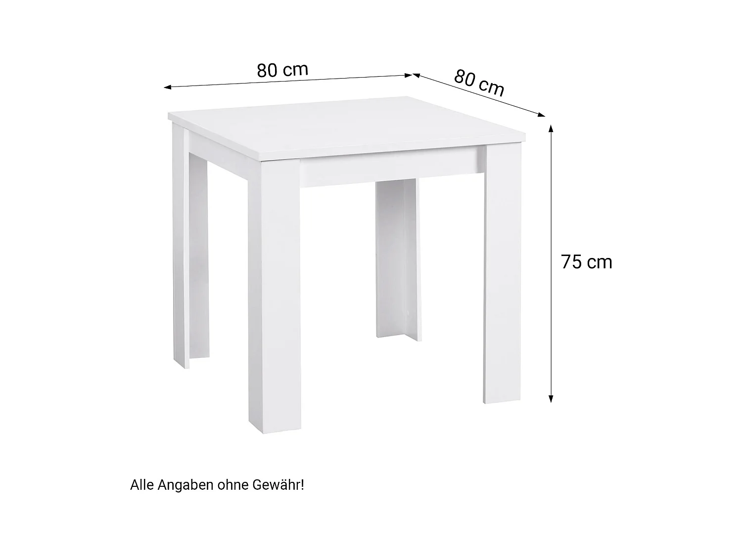 Table à manger 80x80x75 cm blanche avec 2 chaises en velours gris