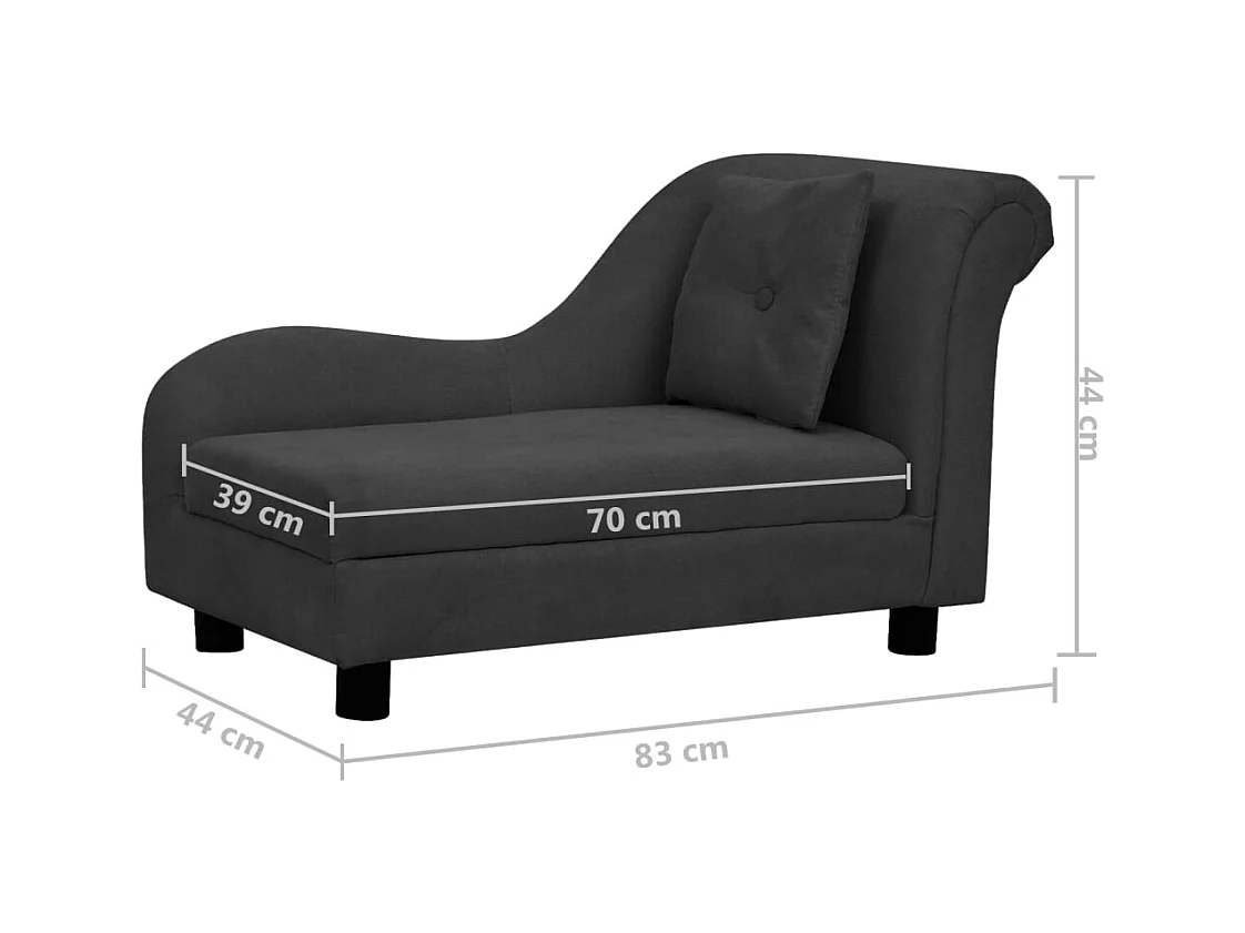 Le Havre  Canapé pour cen avec oreiller Noir 83x44x44 cm Peluche
