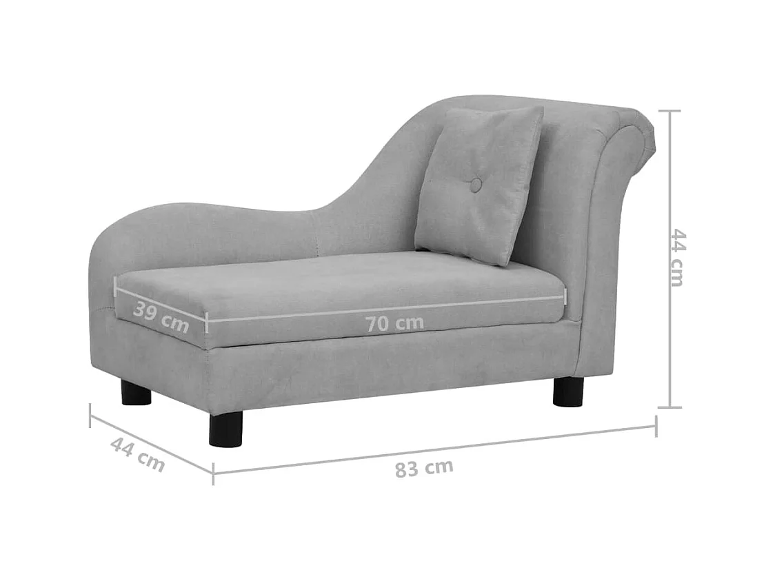 Le Havre  Canapé pour cen avec oreiller Gris 83x44x44 cm Peluche
