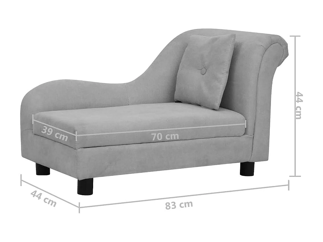 Le Havre  Canapé pour cen avec oreiller Gris 83x44x44 cm Peluche