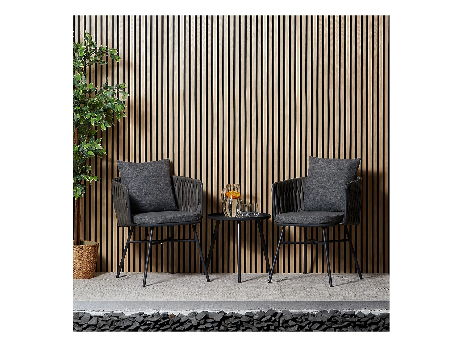 Ensemble de mobilier de jardin gris 59x70,5x61 cm 49x44,5 cm