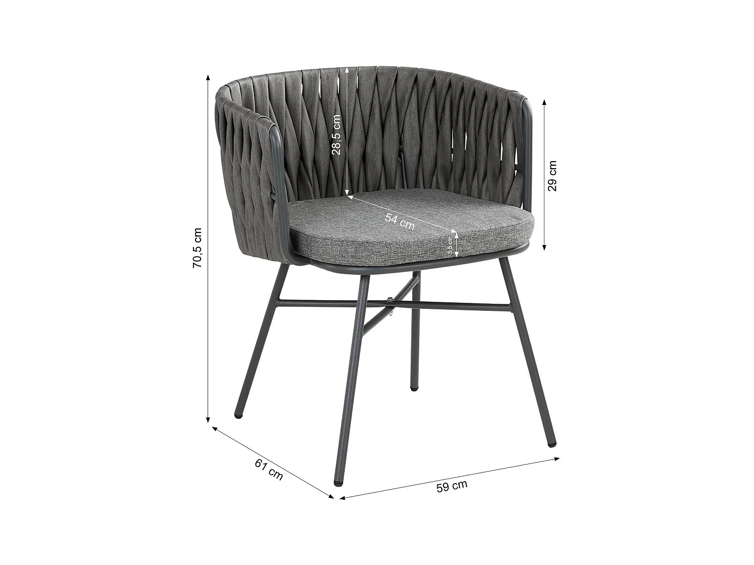 Ensemble de mobilier de jardin gris 59x70,5x61 cm 49x44,5 cm