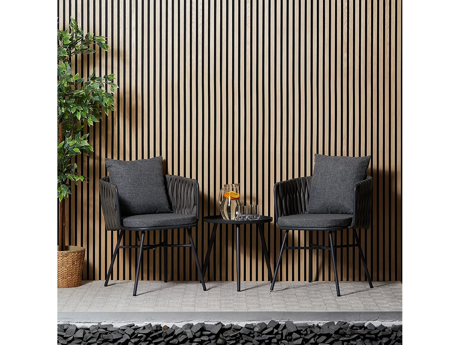 Gartenmöbel-Set grau 59x70,5x61 cm 49x44,5 cm