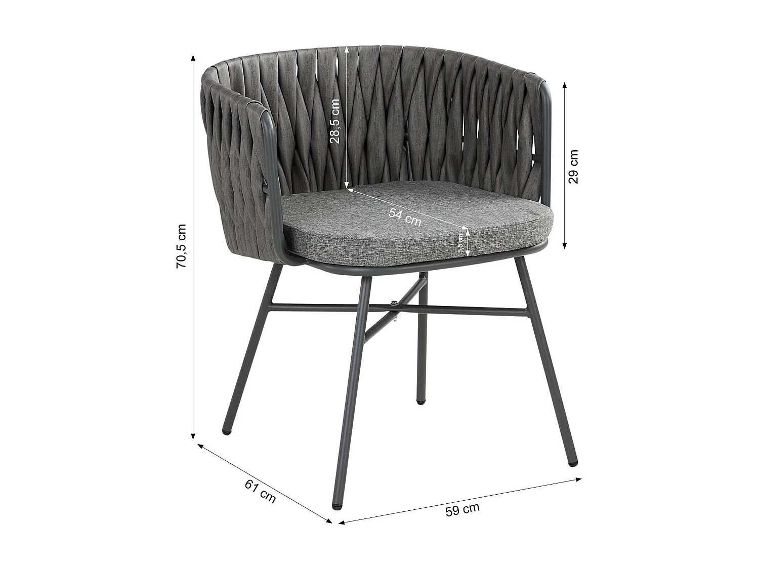 Gartenmöbel-Set grau 59x70,5x61 cm 49x44,5 cm