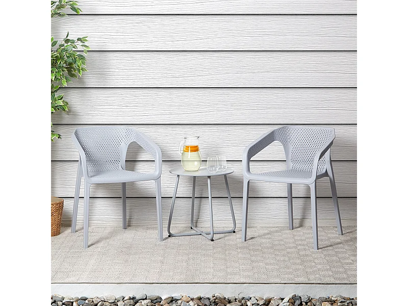 Zestaw mebli ogrodowych szary 55x74,5x54 cm 44,5x44,5 cm