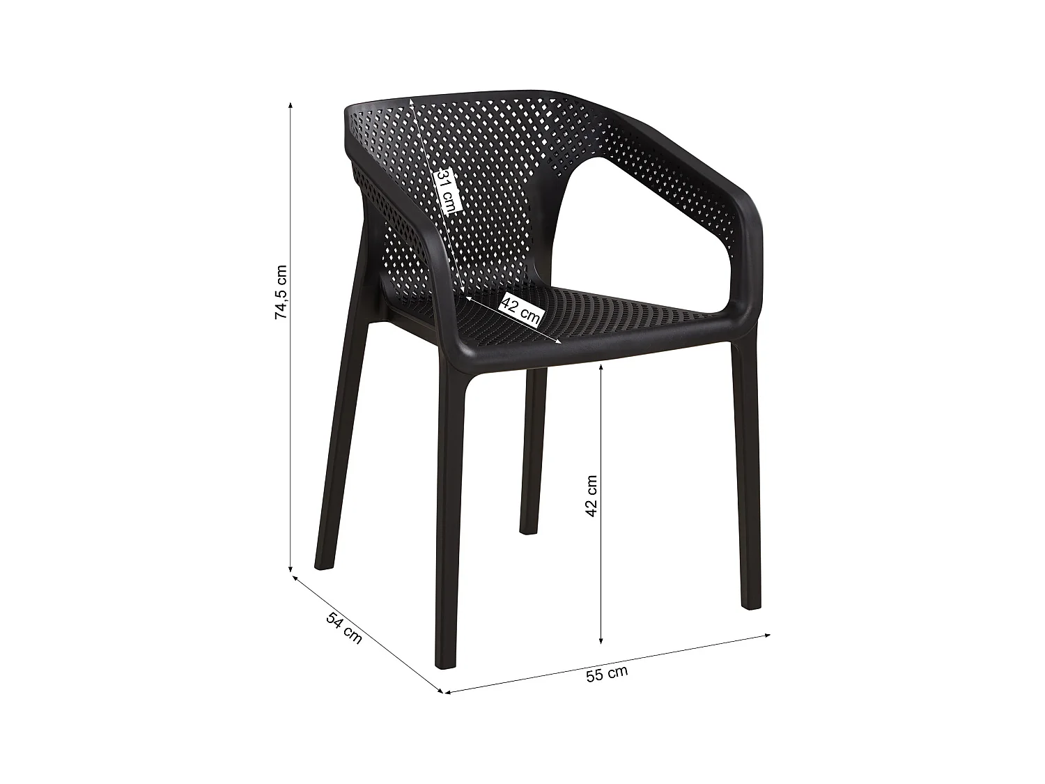 Ensemble de meubles de jardin 55x74.5x54 cm Noir