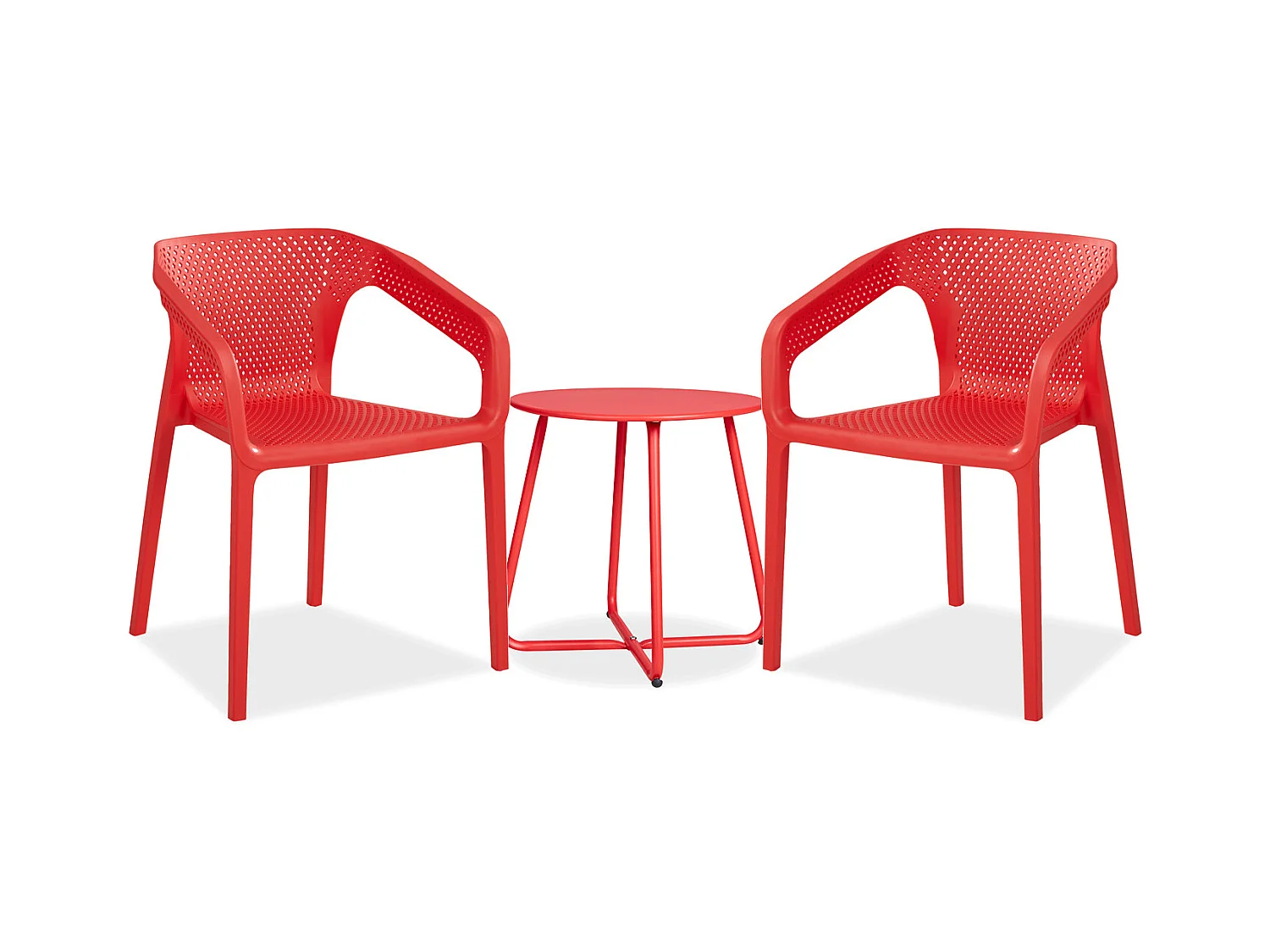 Ensemble mobilier de jardin rouge 55x74,5x54 cm 44,5x44,5 cm