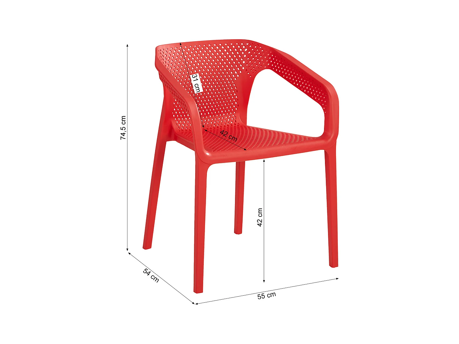 Ensemble mobilier de jardin rouge 55x74,5x54 cm 44,5x44,5 cm