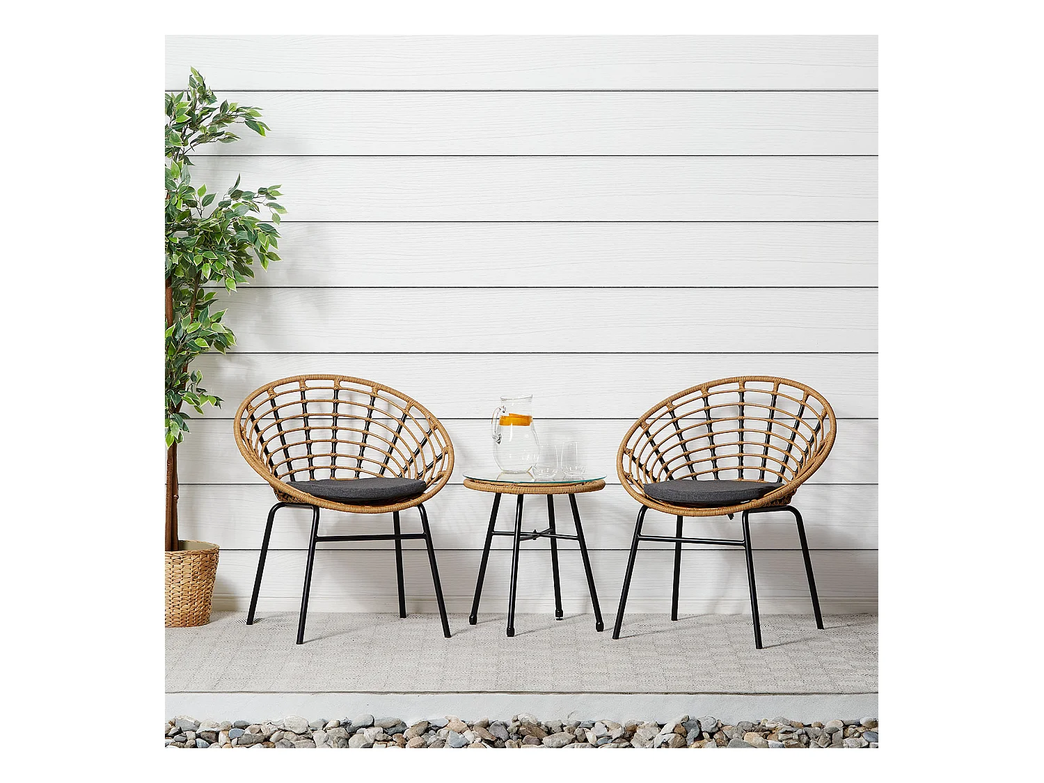 Ensemble de mobilier de jardin 68x77,5x55 cm rotin naturel