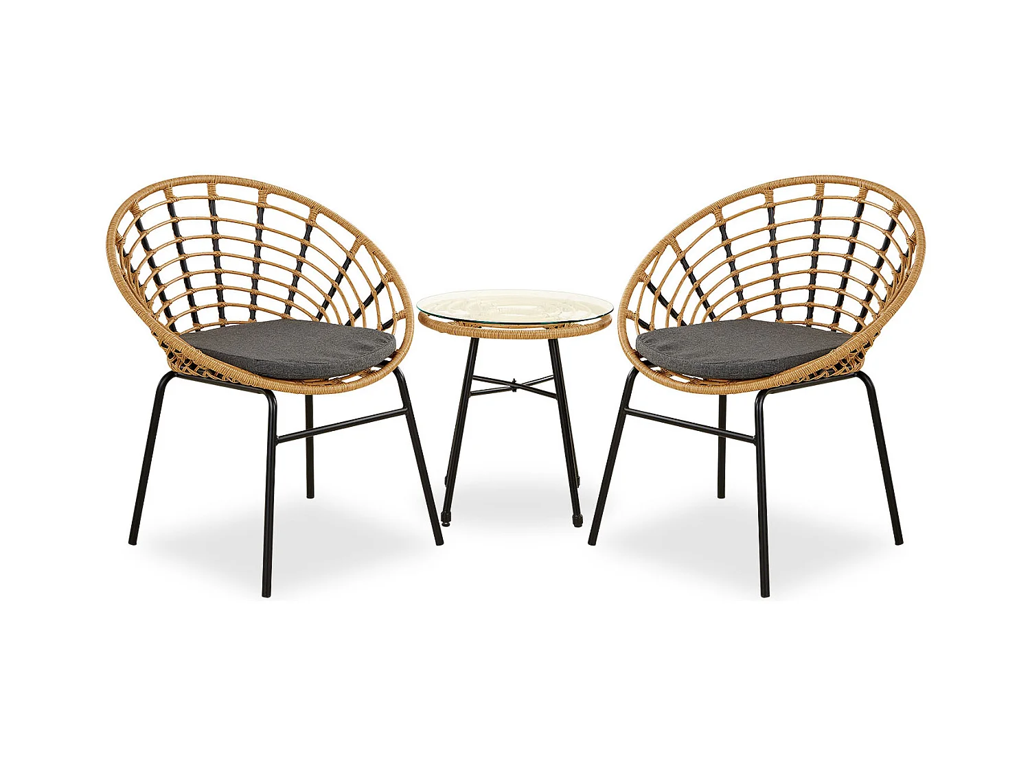 Ensemble de mobilier de jardin 68x77,5x55 cm rotin naturel