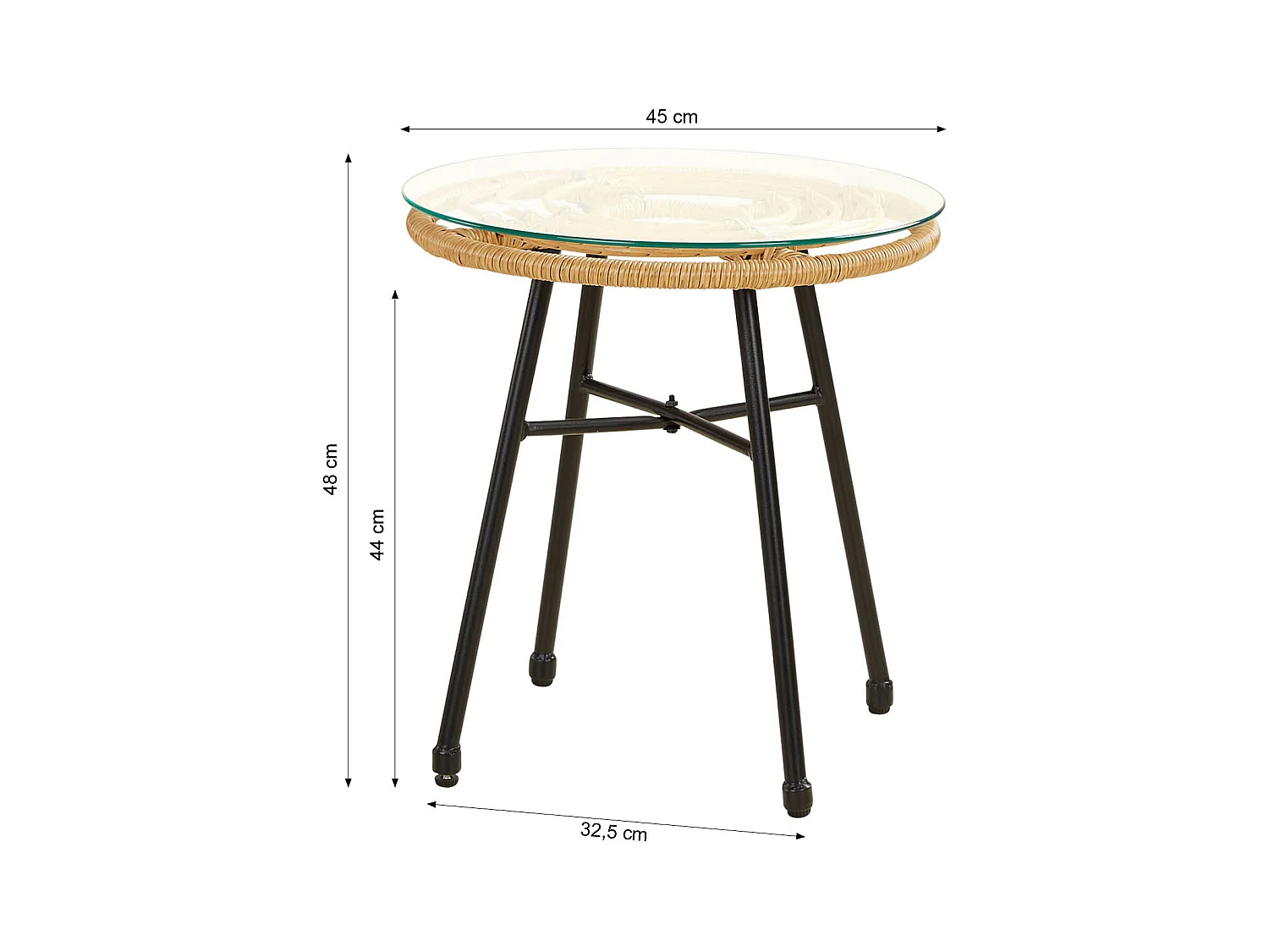 Ensemble de mobilier de jardin 68x77,5x55 cm rotin naturel