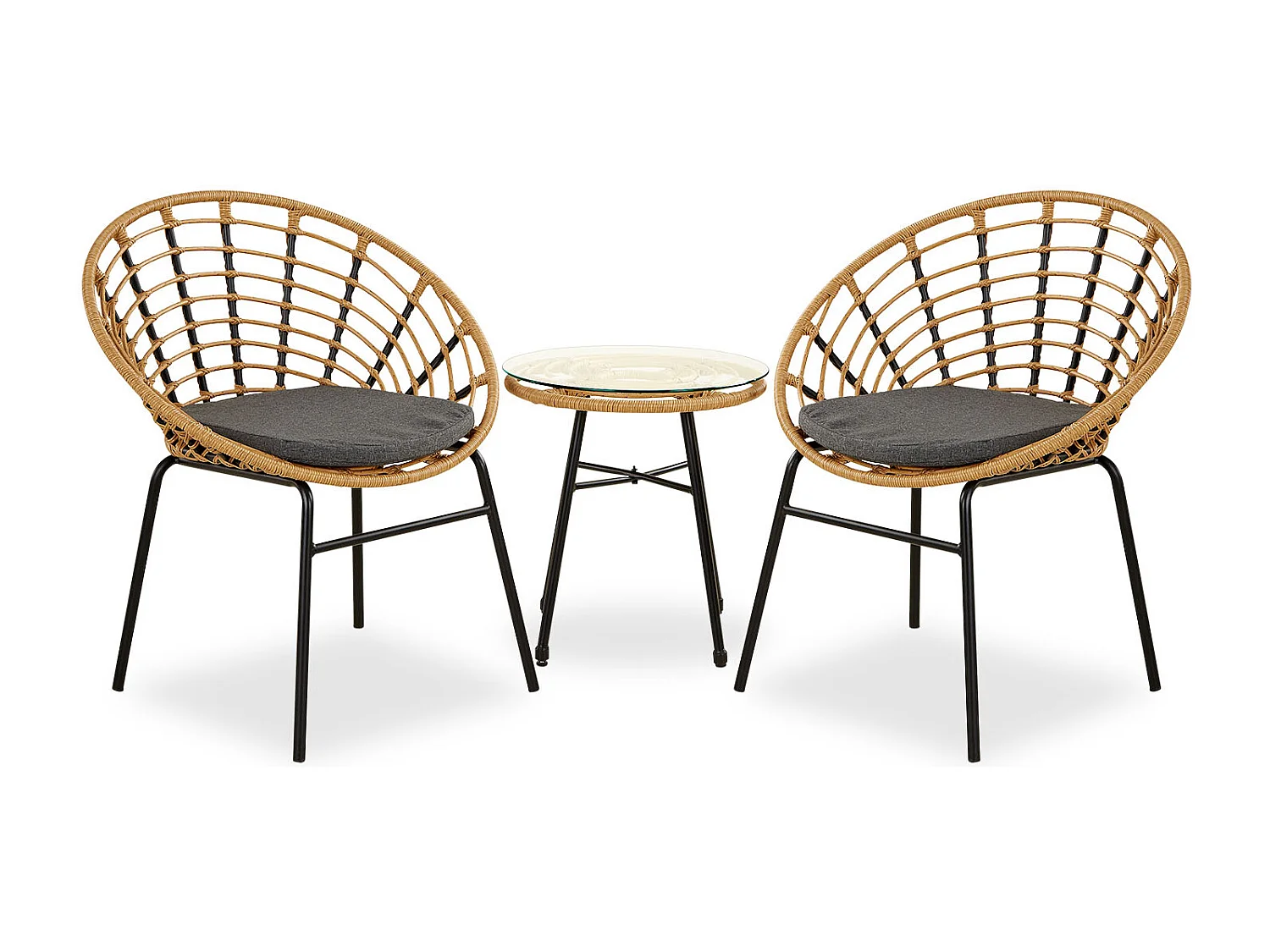 Gartenmöbel-Set 68x77,5x55 cm natürlicher Rattan