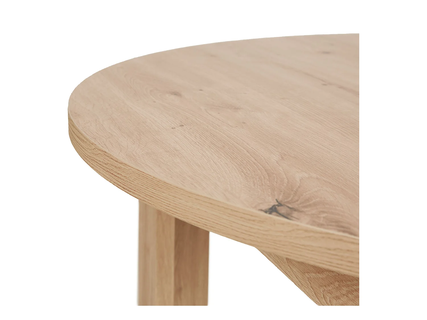 Table à Manger Ø 106 cm Naturelle Table de Cuisine Moderne Table Ronde en Bois Chêne 4 Places