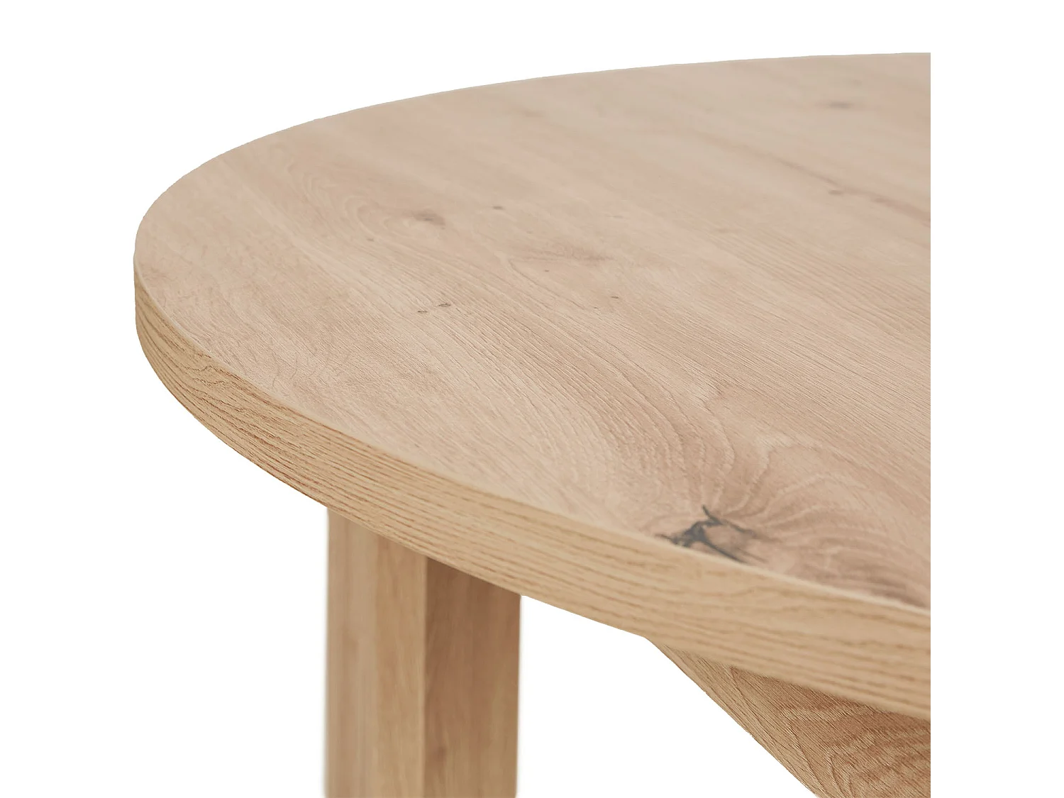 Table à Manger Ø 106 cm Naturelle Table de Cuisine Moderne Table Ronde en Bois Chêne 4 Places