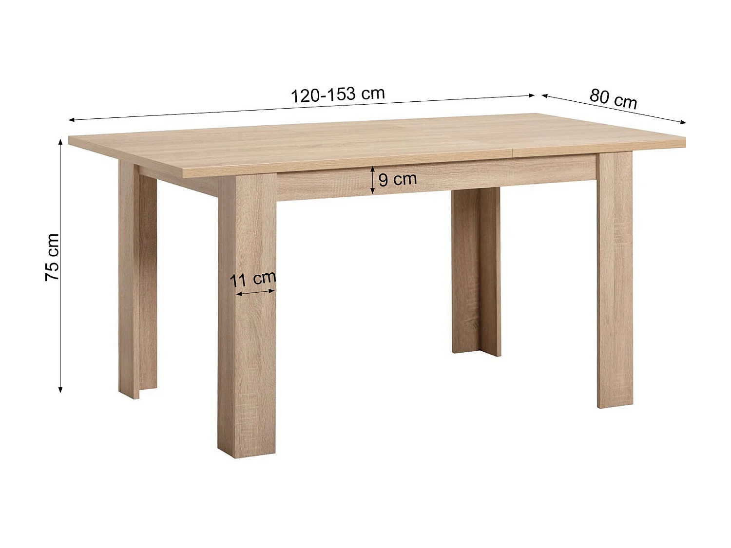 Esstisch 120x80x75 cm natur Eiche