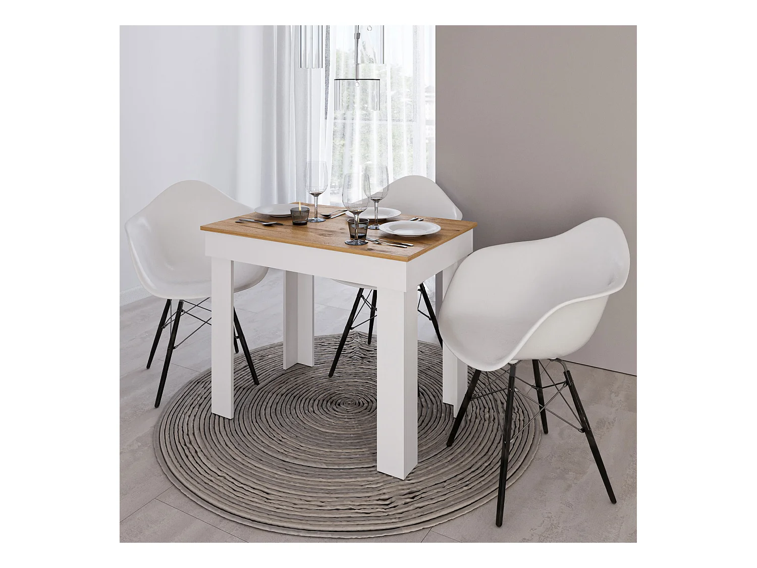 Table à manger 90x73x60 cm chêne blanc