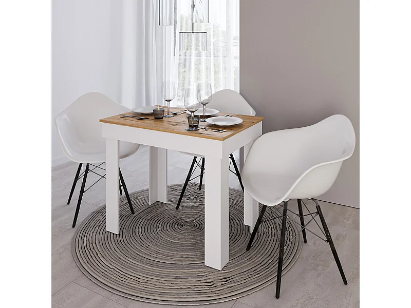 Eettafel 90x73x60 cm wit eikenhout