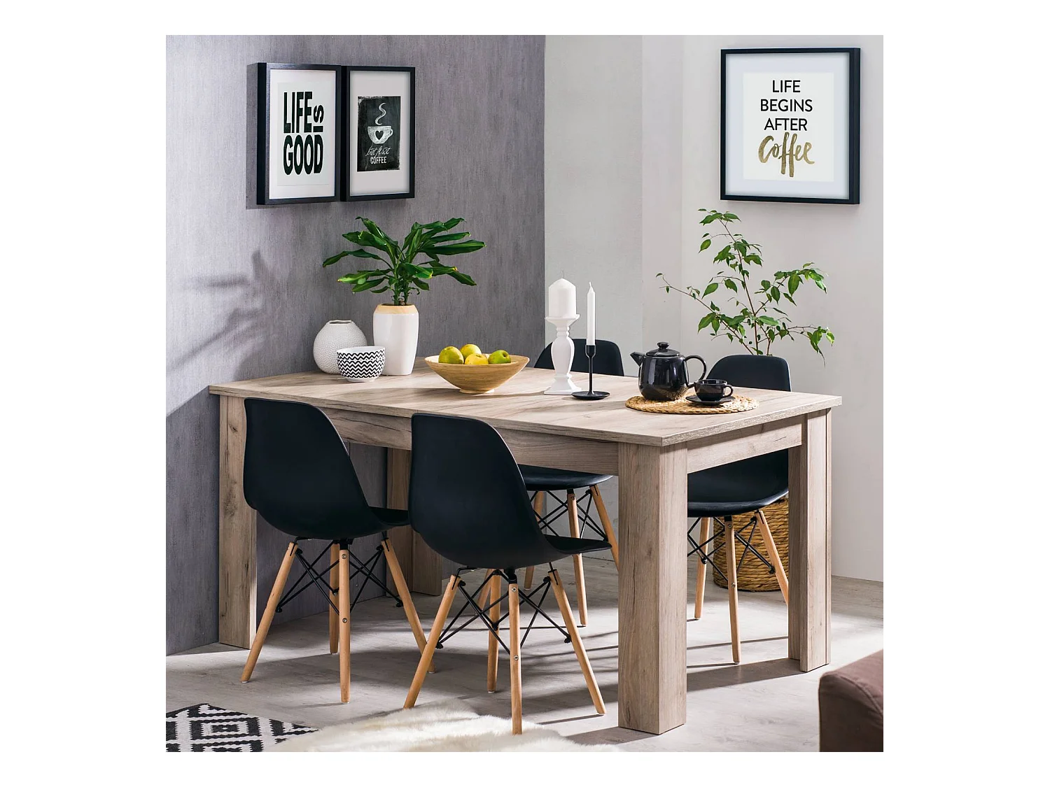 Table à Manger 160x90 cm Gris