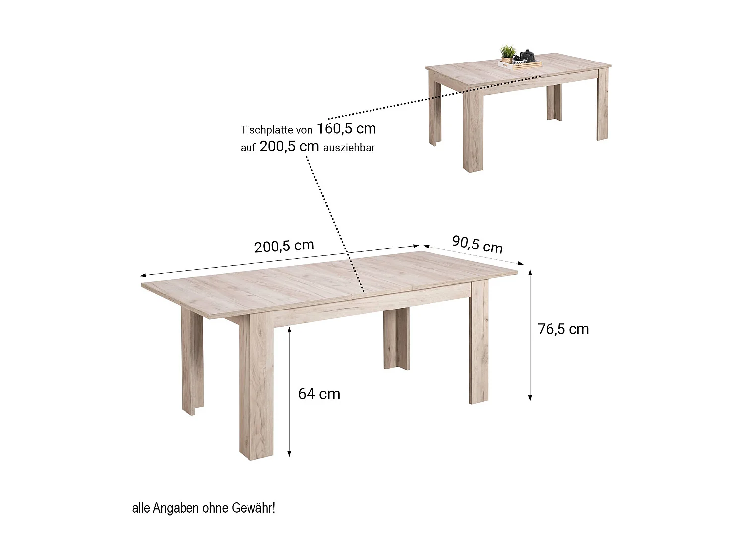 Esstisch 160x90 cm Grau