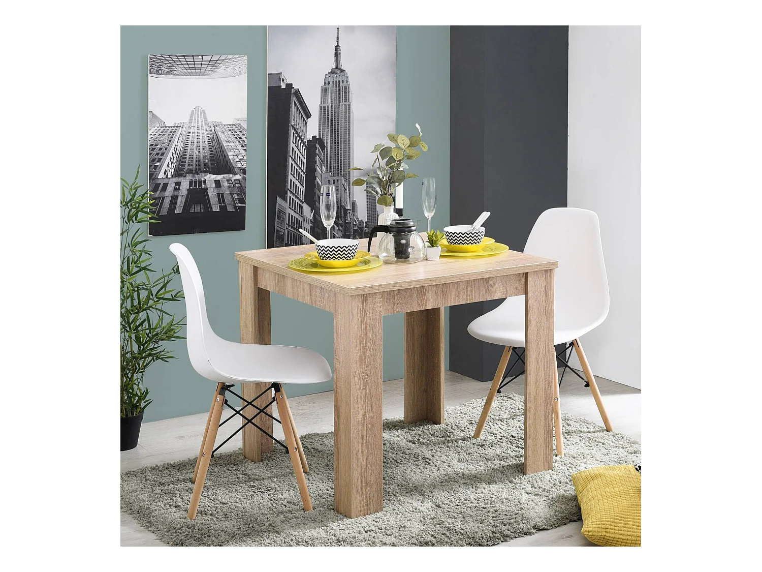 Table à manger 80x80x75 cm naturel Moderne