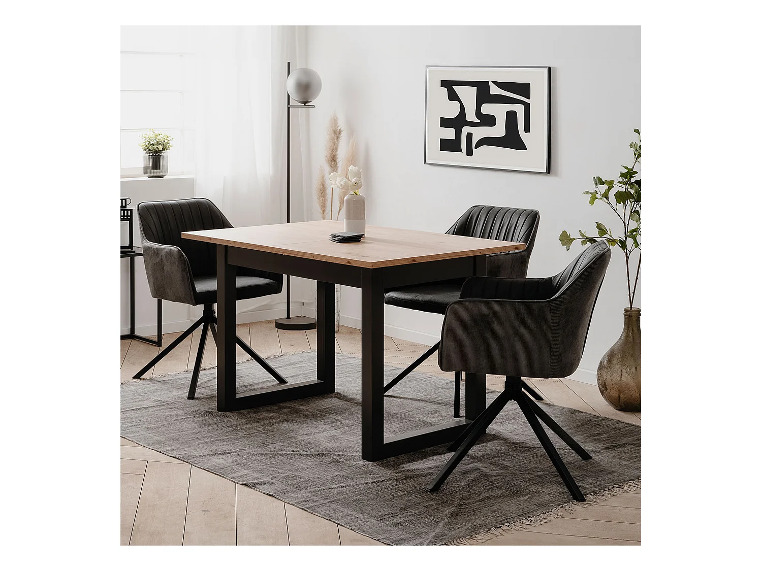 Table à manger 120x80x75 cm naturel anthracite