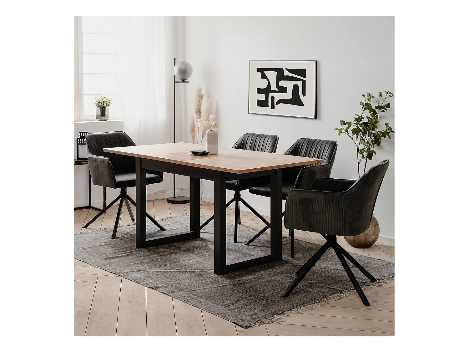 Table à manger 120x80x75 cm naturel anthracite