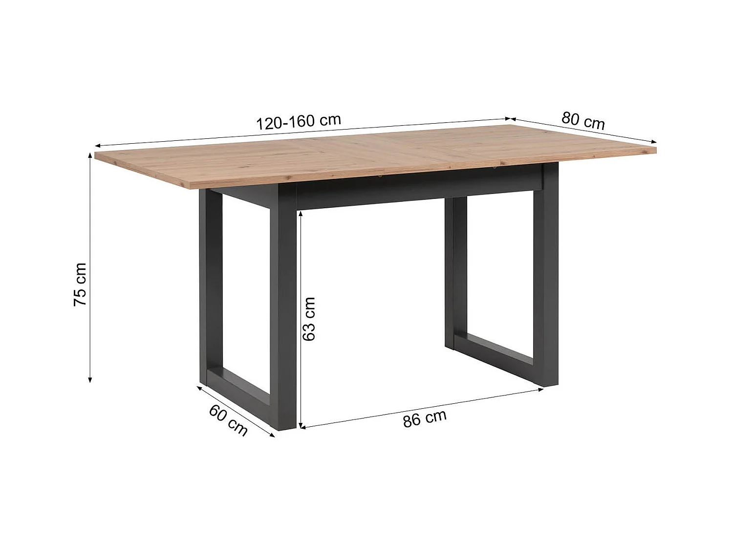 Esstisch 120x80x75 cm natur anthrazit