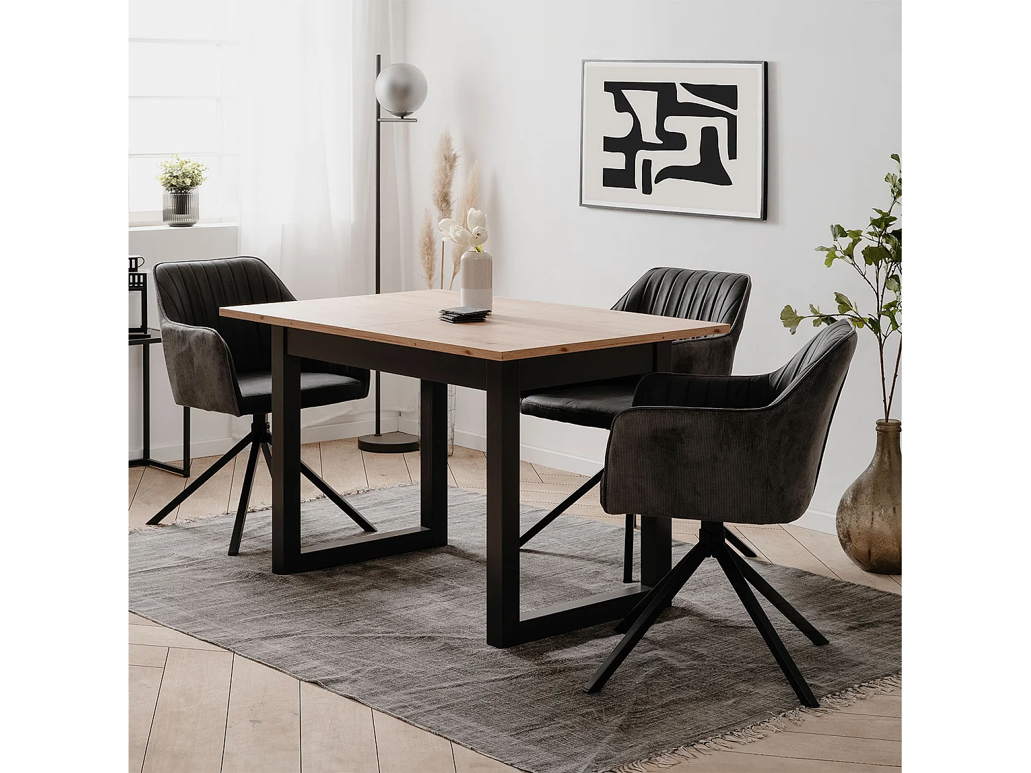 Table à manger 120x80x75 cm naturel anthracite