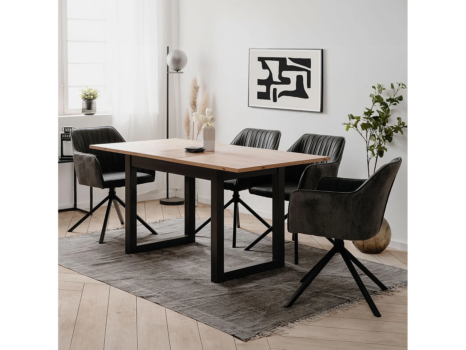 Table à manger 120x80x75 cm naturel anthracite