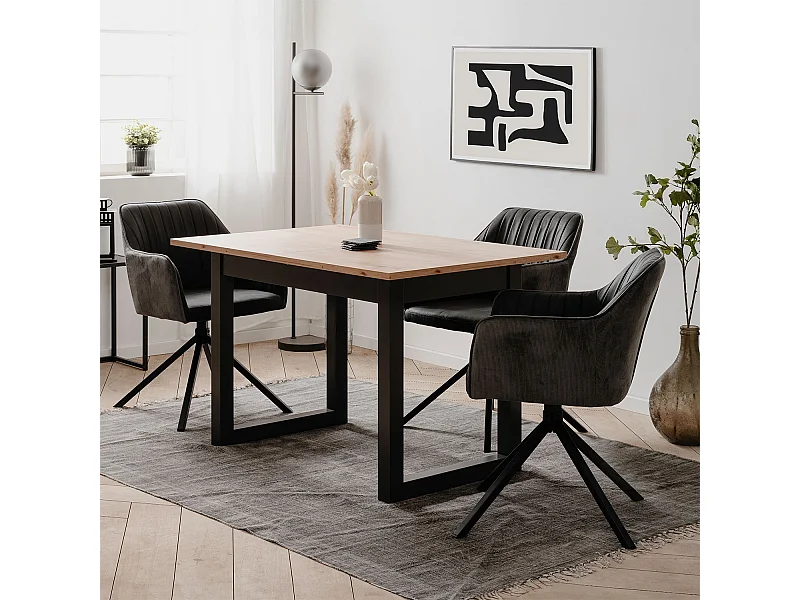 Eettafel 120x80x75 cm natuurlijk antraciet