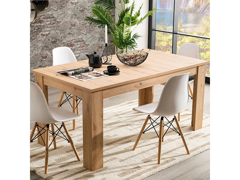 Mesa de comedor 160x90x76 cm roble natural