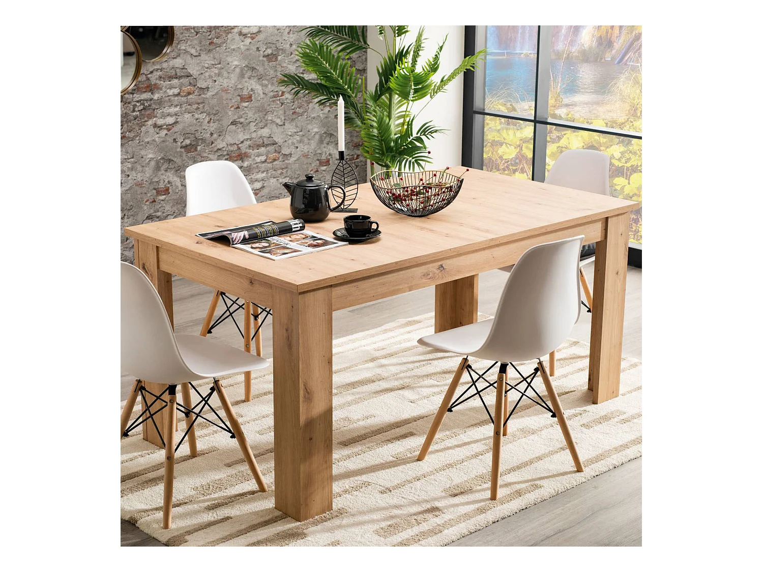 Table à manger 160x90x76 cm chêne naturel