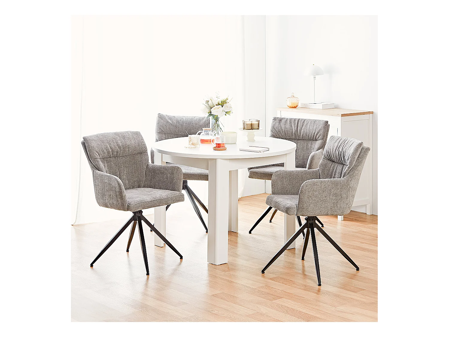 Table à manger ronde blanche 106x106x77 cm