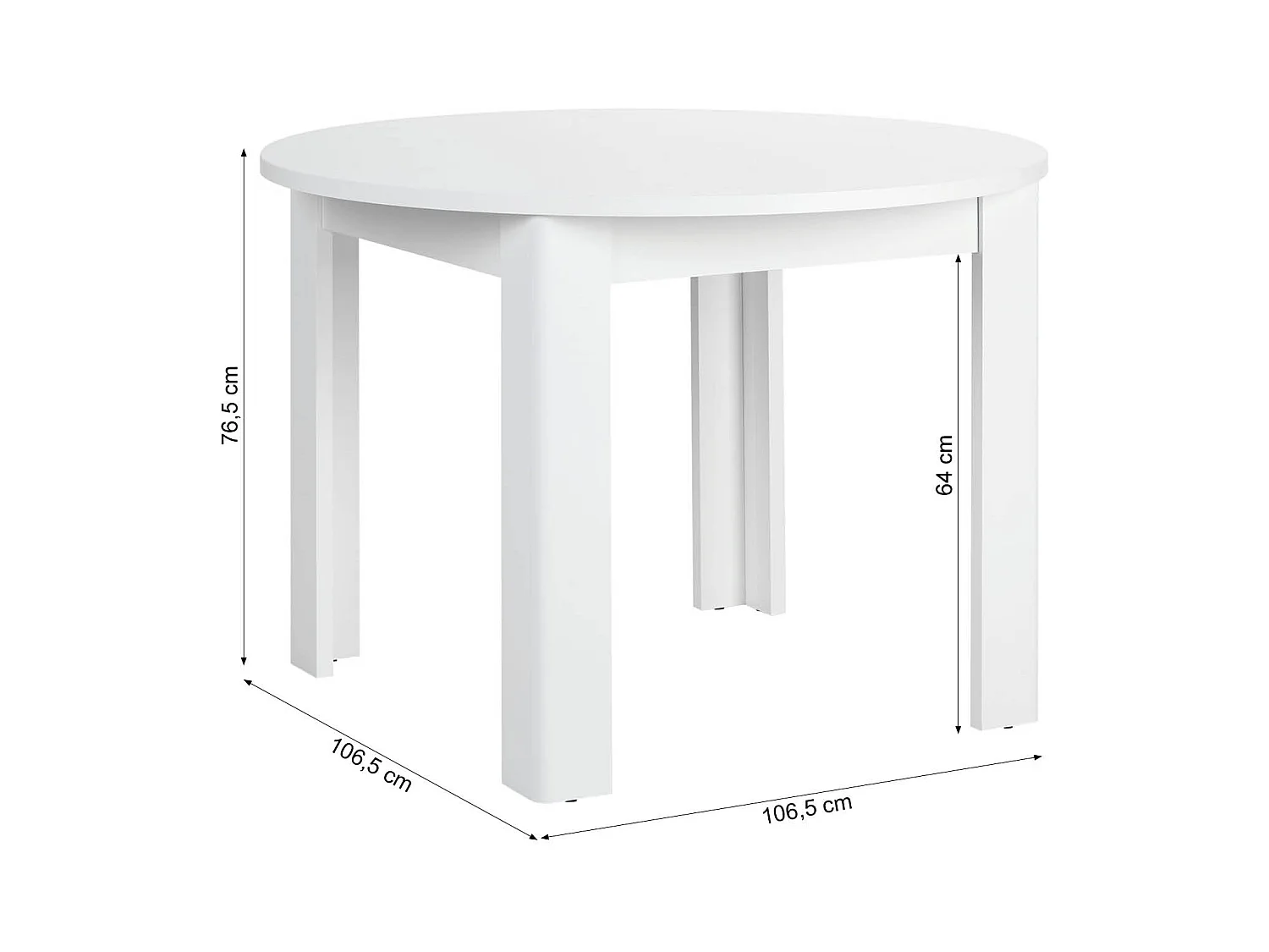 Table à manger ronde blanche 106x106x77 cm