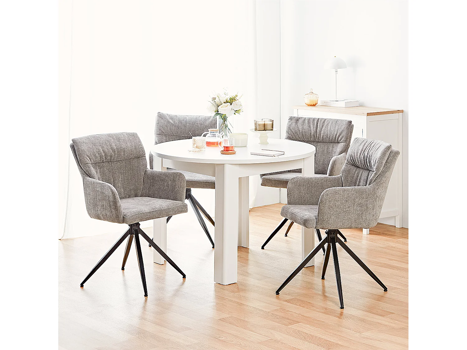 Esstisch 106x106x77 cm weiß rund