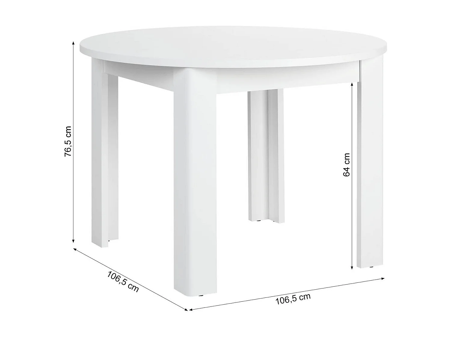 Esstisch 106x106x77 cm weiß rund
