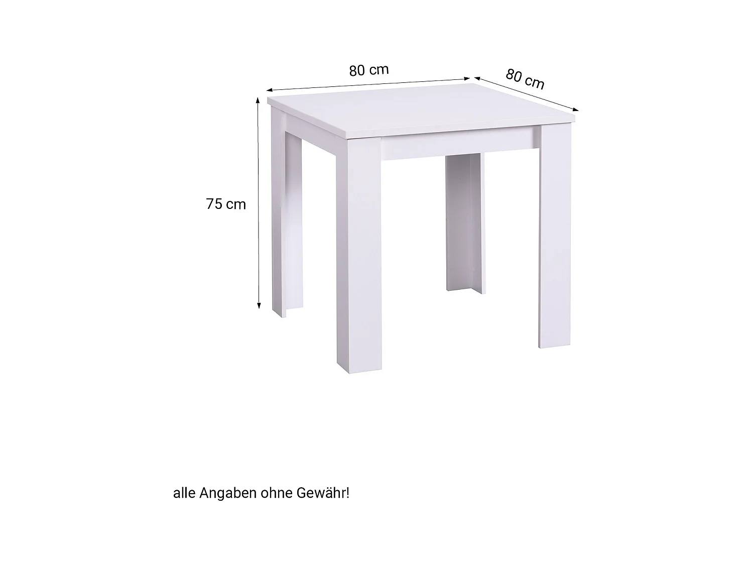 Table à manger 80x80x75 cm blanche moderne