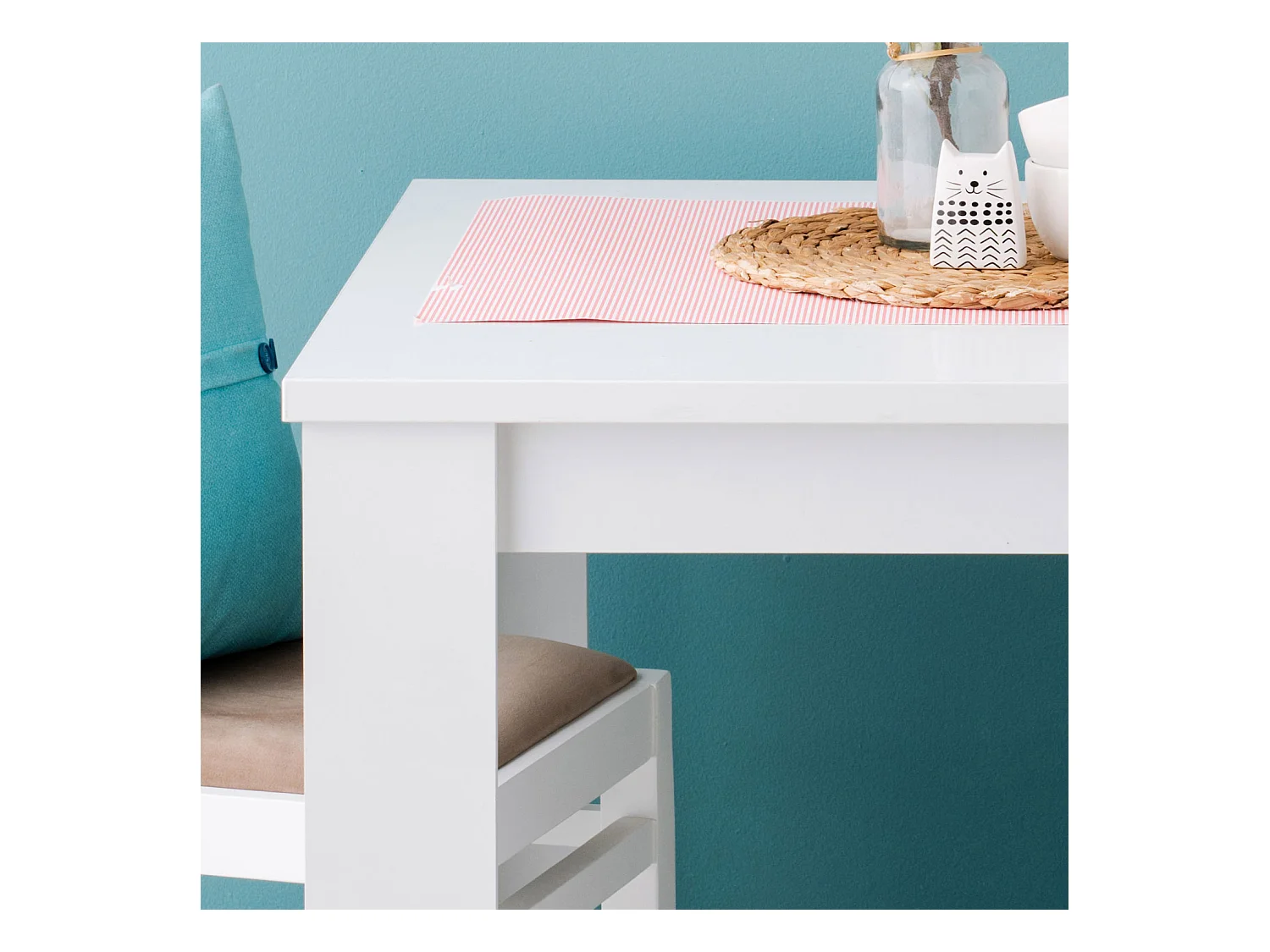 Table à manger 80x80x75 cm blanche moderne