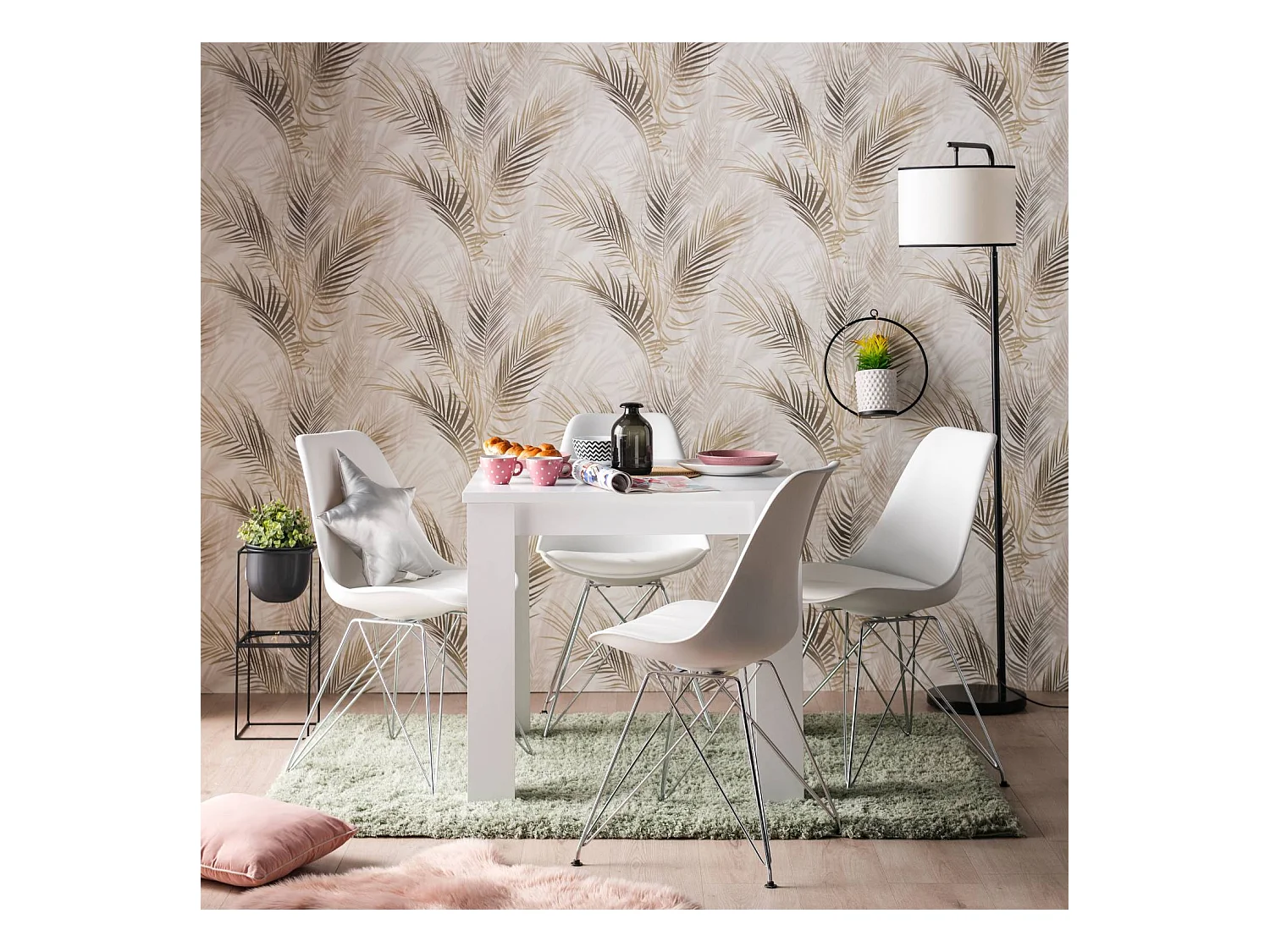 Table à manger 80x80x75 cm blanche moderne