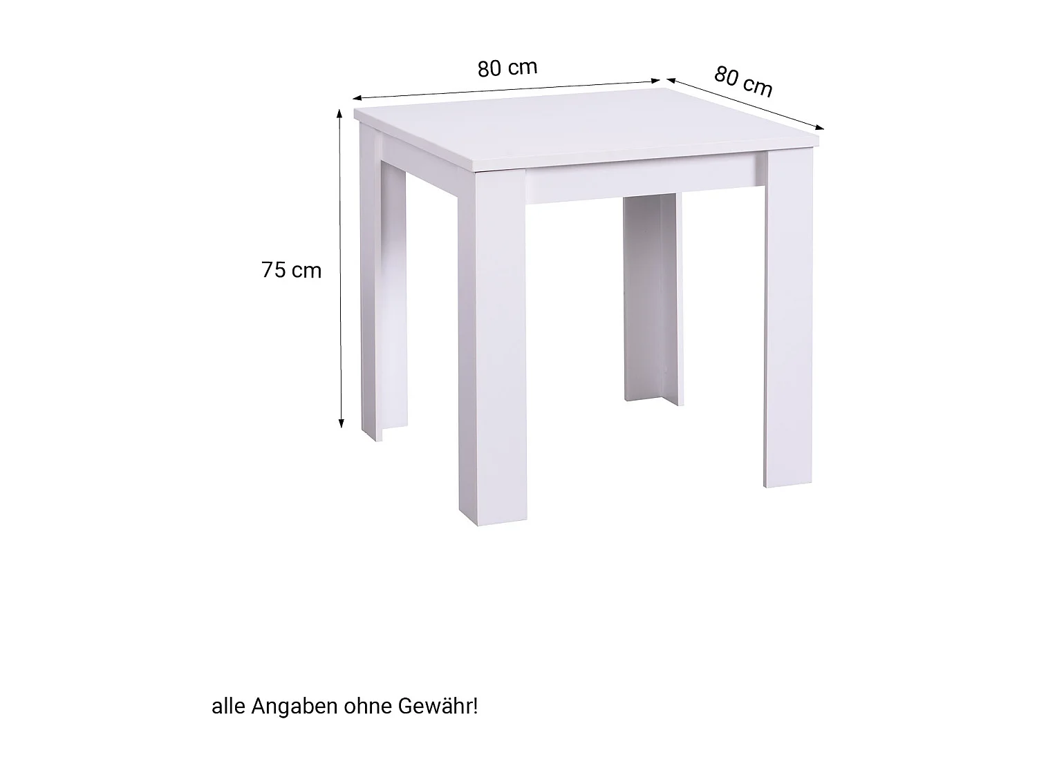Esstisch 80x80x75 cm weiß modern