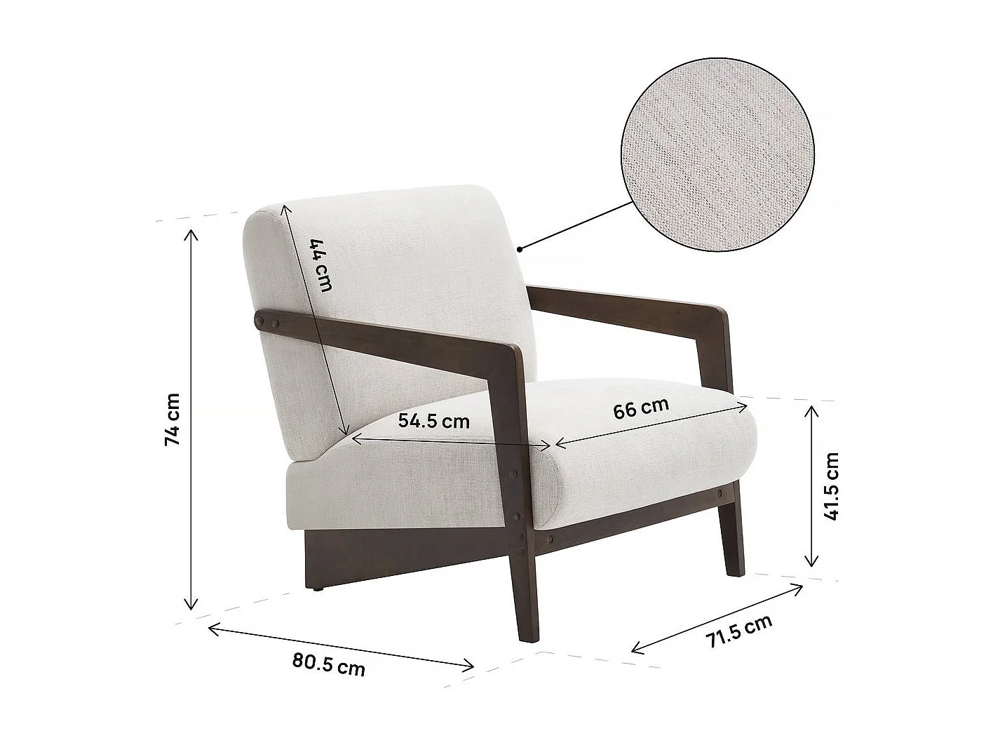 Poltrona scandinava in legno e tessuto "Lena" - Beige